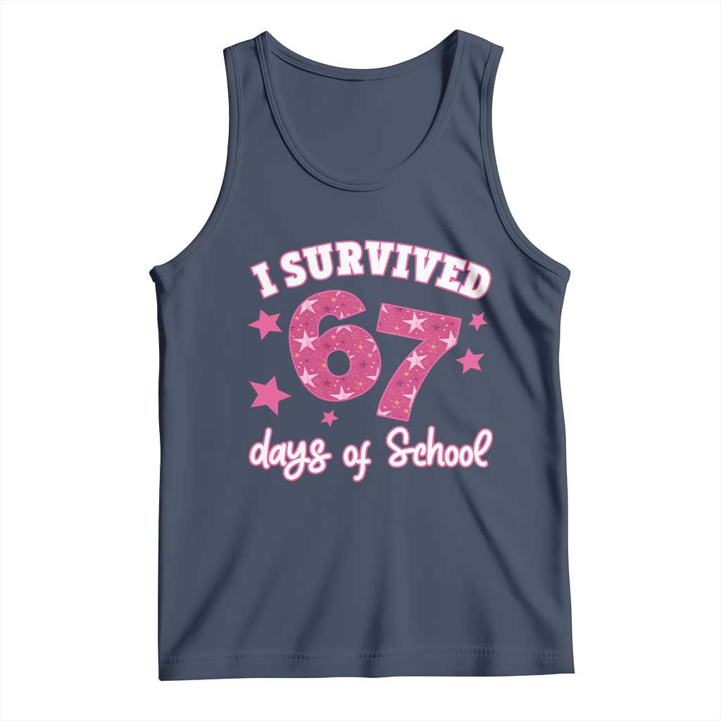 I Survived 67 Days Of School Tank Top Funny Six Seven Teachers Students Meme Pink - Wonder Print Shop