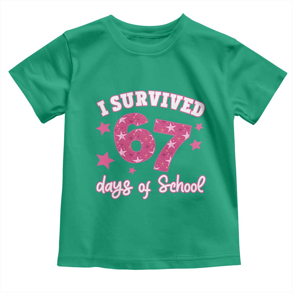 I Survived 67 Days Of School Toddler T Shirt Funny Six Seven Teachers Students Meme Pink - Wonder Print Shop