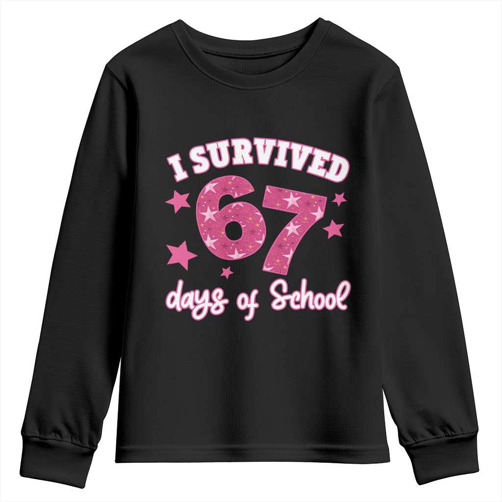 I Survived 67 Days Of School Youth Sweatshirt Funny Six Seven Teachers Students Meme Pink - Wonder Print Shop