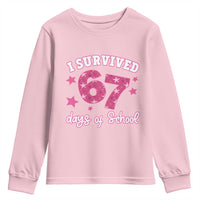 I Survived 67 Days Of School Youth Sweatshirt Funny Six Seven Teachers Students Meme Pink - Wonder Print Shop