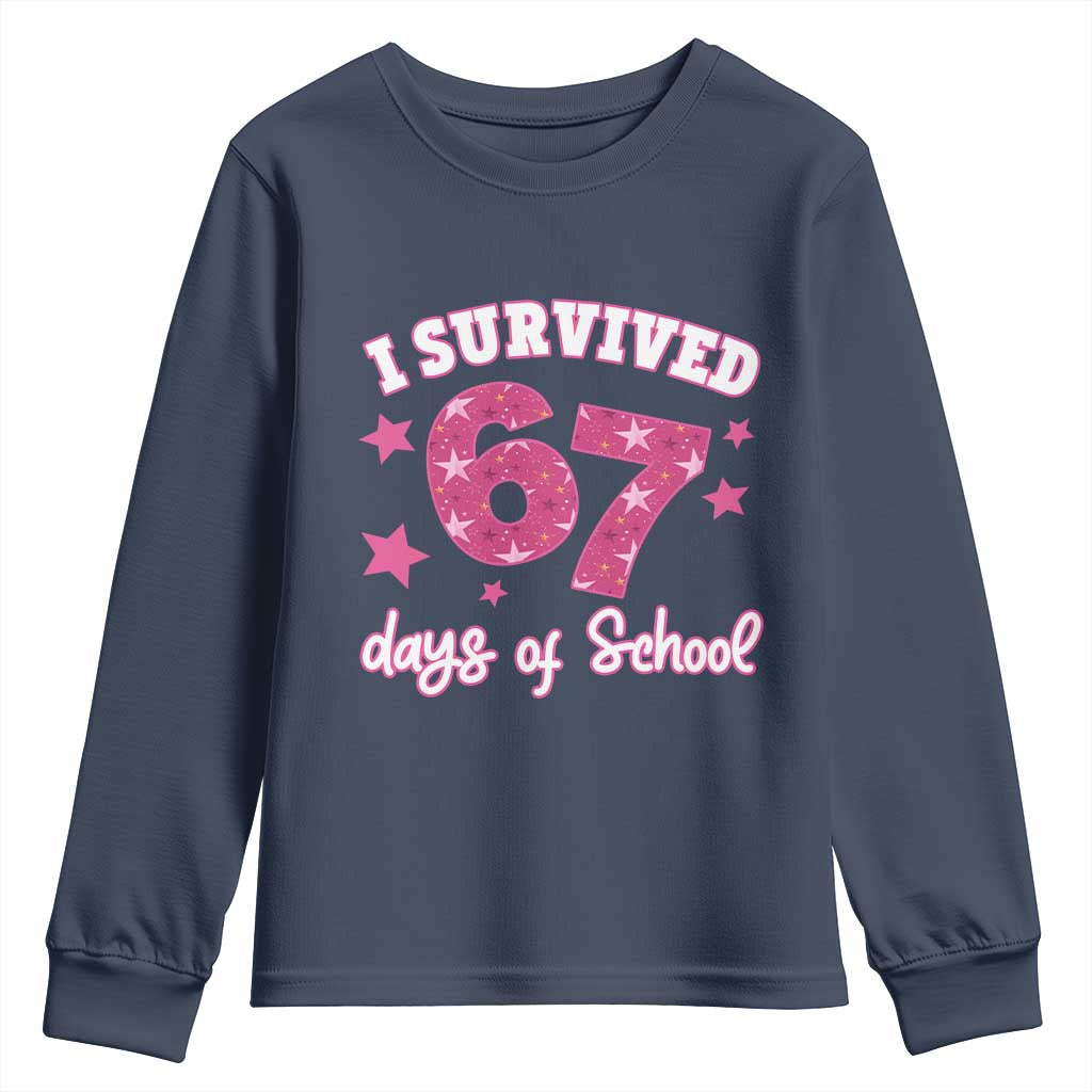 I Survived 67 Days Of School Youth Sweatshirt Funny Six Seven Teachers Students Meme Pink - Wonder Print Shop