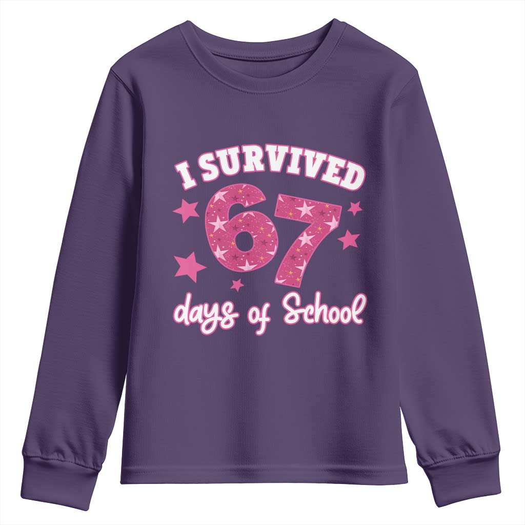 I Survived 67 Days Of School Youth Sweatshirt Funny Six Seven Teachers Students Meme Pink - Wonder Print Shop