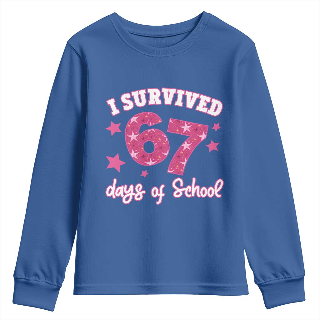 I Survived 67 Days Of School Youth Sweatshirt Funny Six Seven Teachers Students Meme Pink - Wonder Print Shop