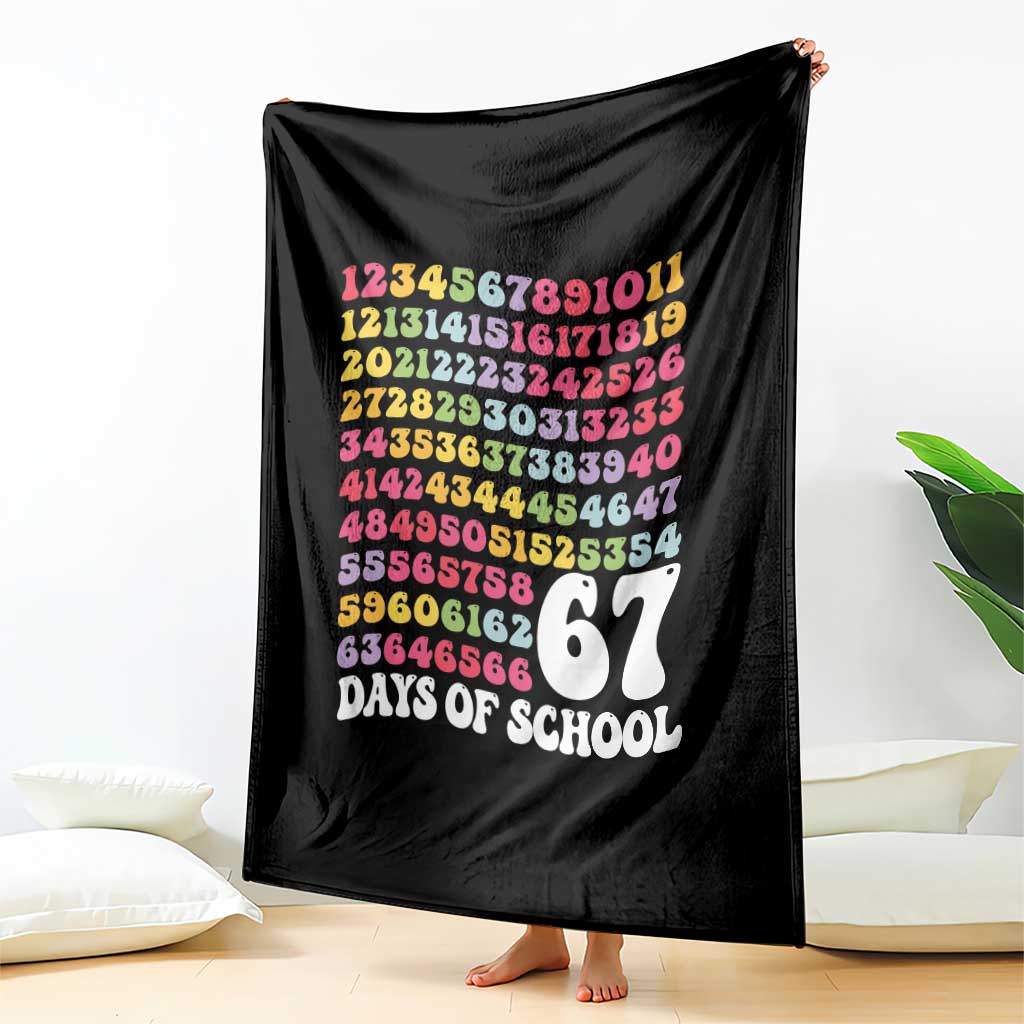 67 Days of School Throw Blanket Funny Six Seven Meme Teacher Student Gen Alpha Slang - Wonder Print Shop