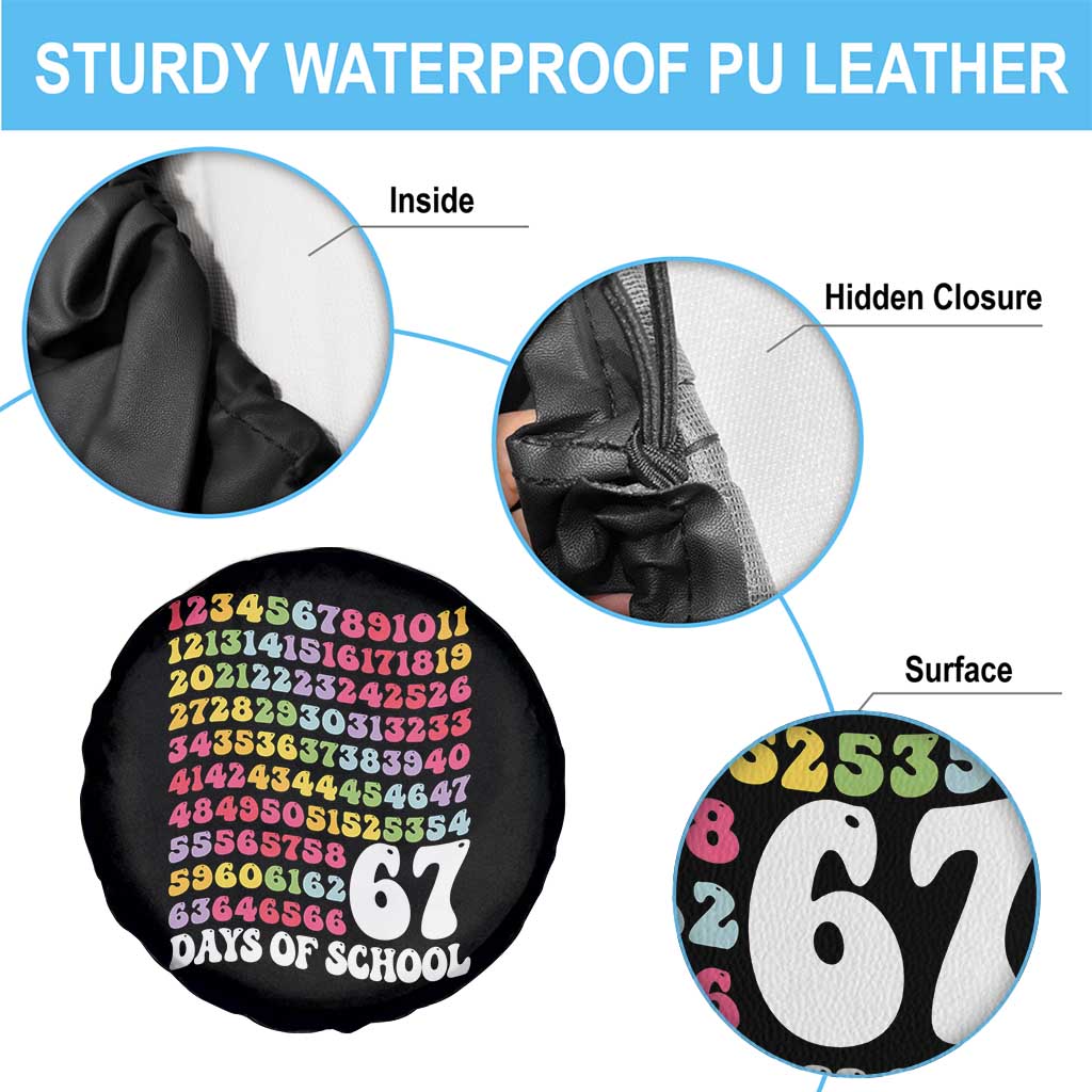 67 Days of School Spare Tire Cover Funny Six Seven Meme Teacher Student Gen Alpha Slang - Wonder Print Shop