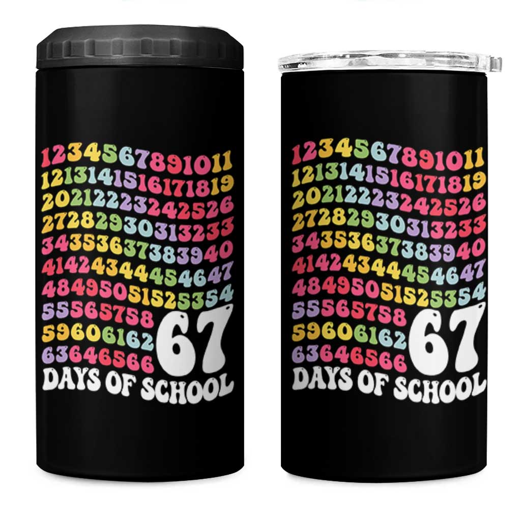 67 Days of School 4 in 1 Can Cooler Tumbler Funny Six Seven Meme Teacher Student Gen Alpha Slang - Wonder Print Shop