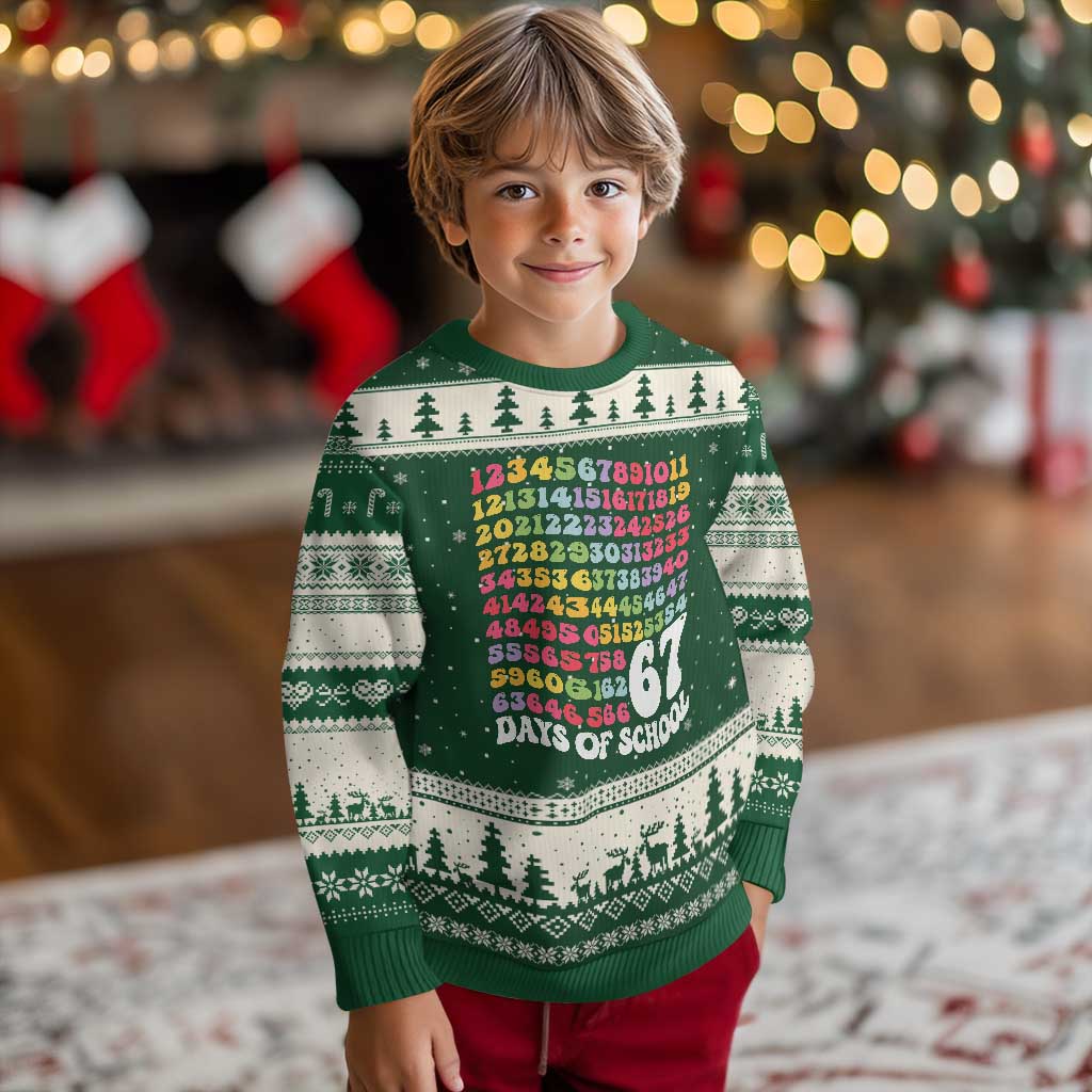 67 Days of School Ugly Christmas Sweater Funny Six Seven Meme Teacher Student Gen Alpha Slang - Wonder Print Shop