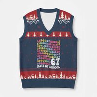 67 Days of School V-Neck Knit Sweater Vest Funny Six Seven Meme Teacher Student Gen Alpha Slang - Wonder Print Shop
