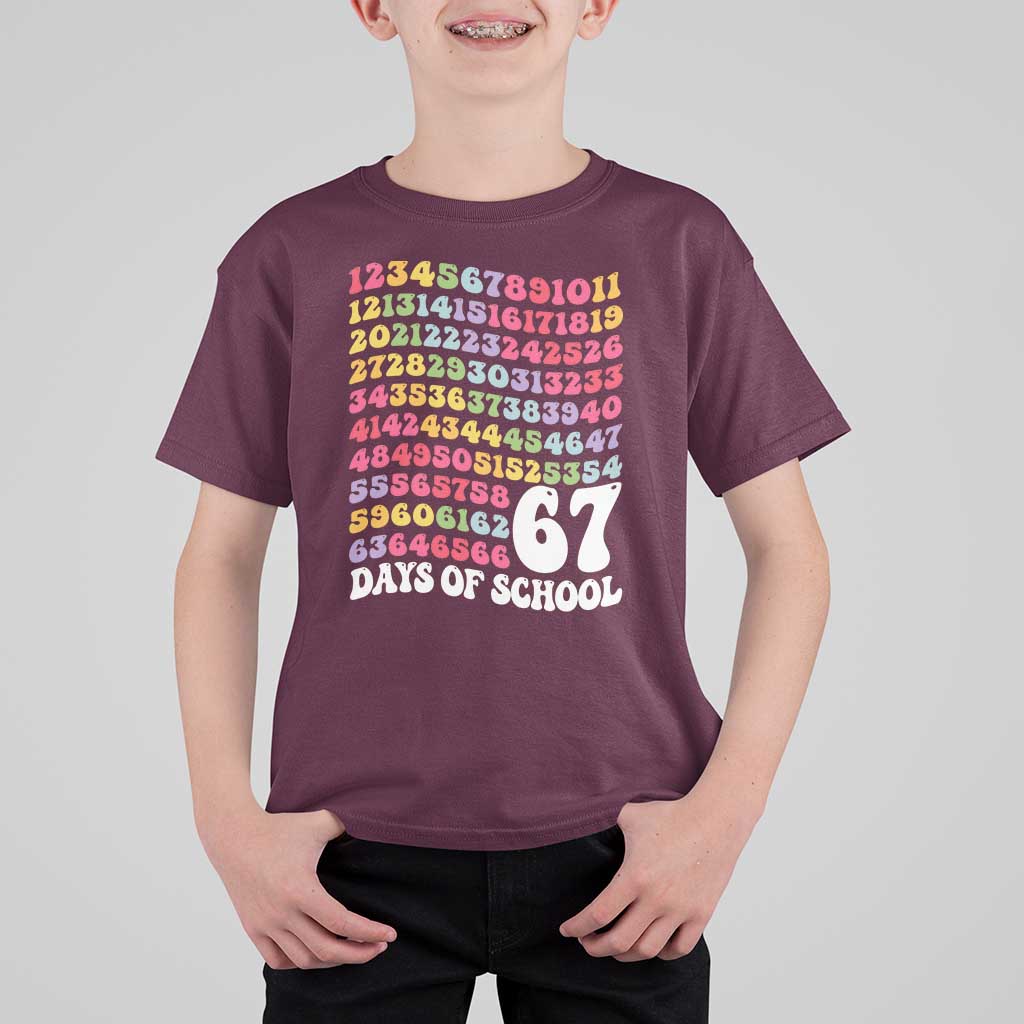 67 Days of School T Shirt For Kid Funny Six Seven Meme Teacher Student Gen Alpha Slang - Wonder Print Shop