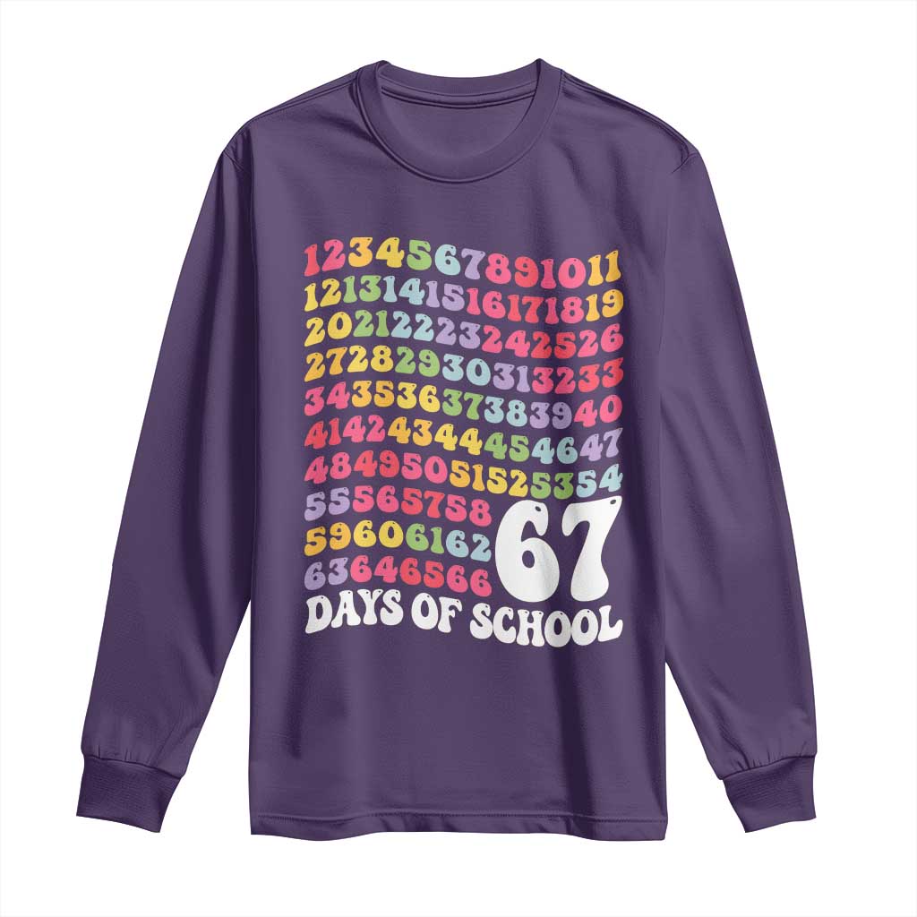 67 Days of School Long Sleeve Shirt Funny Six Seven Meme Teacher Student Gen Alpha Slang - Wonder Print Shop
