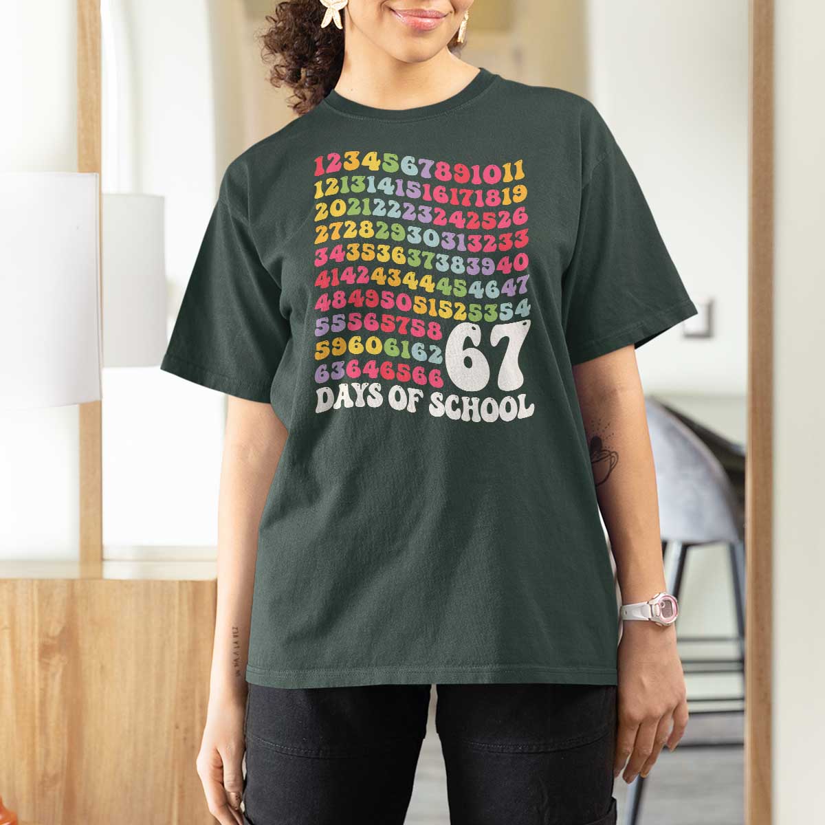 67 Days of School T Shirt For Women Funny Six Seven Meme Teacher Student Gen Alpha Slang - Wonder Print Shop
