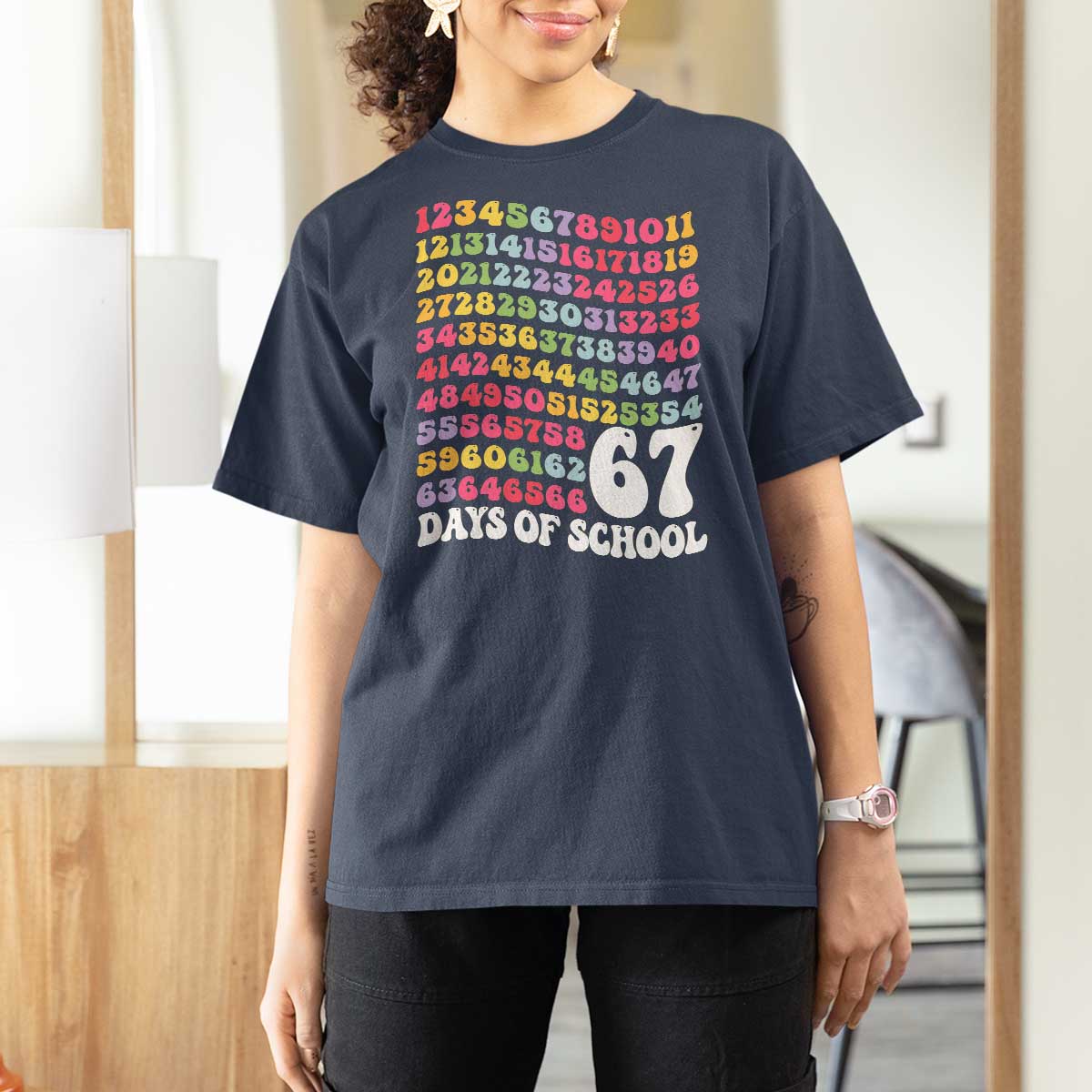 67 Days of School T Shirt For Women Funny Six Seven Meme Teacher Student Gen Alpha Slang - Wonder Print Shop
