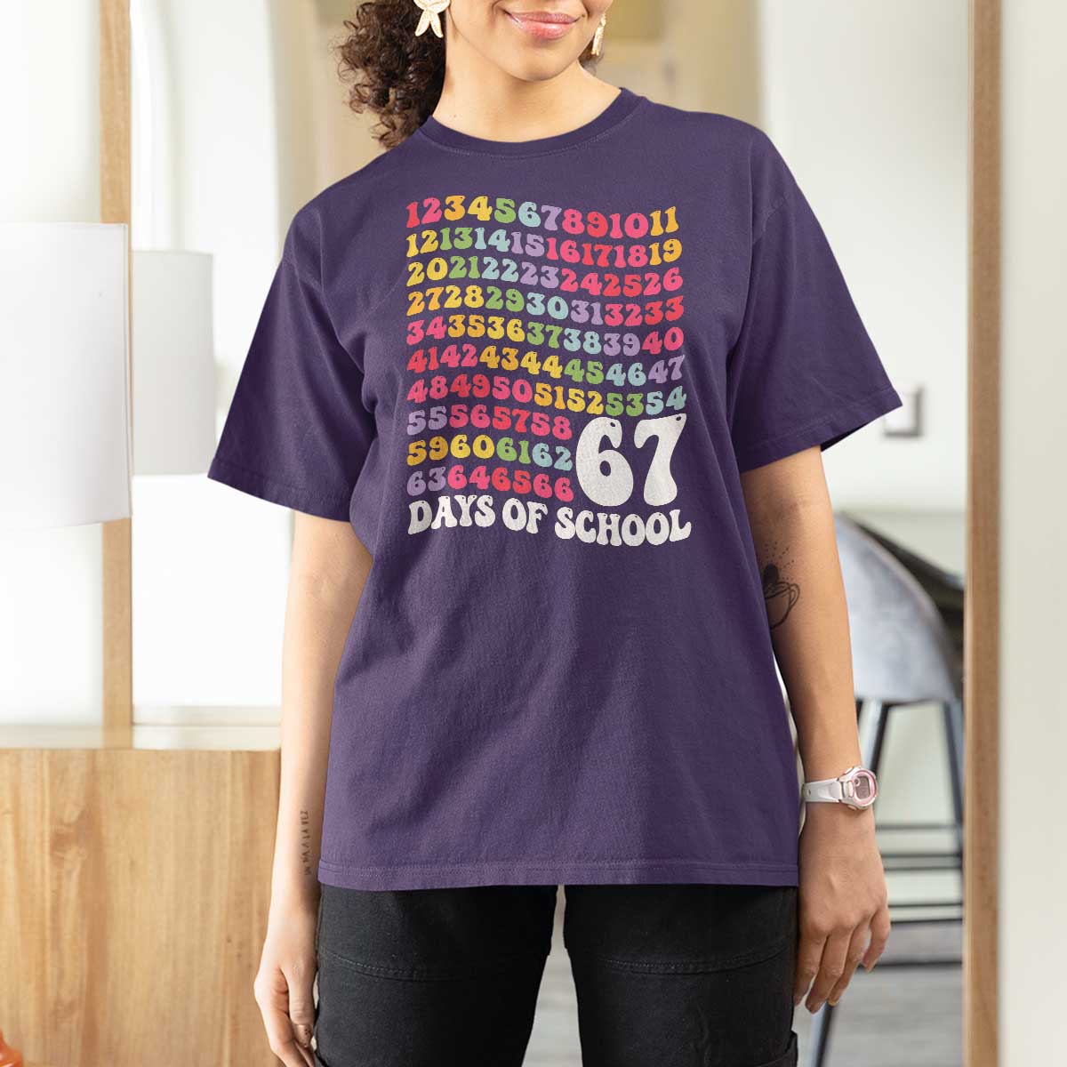 67 Days of School T Shirt For Women Funny Six Seven Meme Teacher Student Gen Alpha Slang - Wonder Print Shop