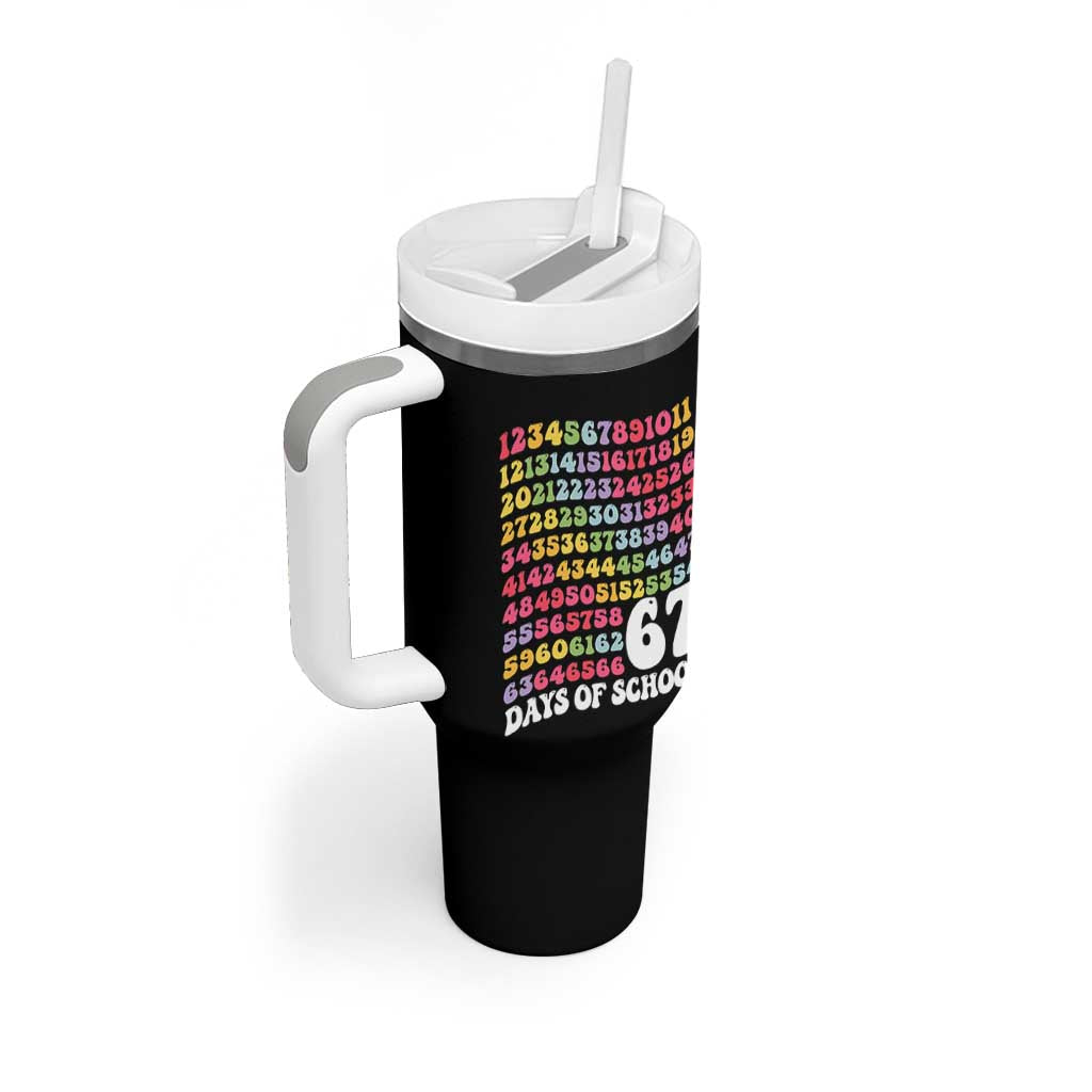 67 Days of School Tumbler With Handle Funny Six Seven Meme Teacher Student Gen Alpha Slang - Wonder Print Shop