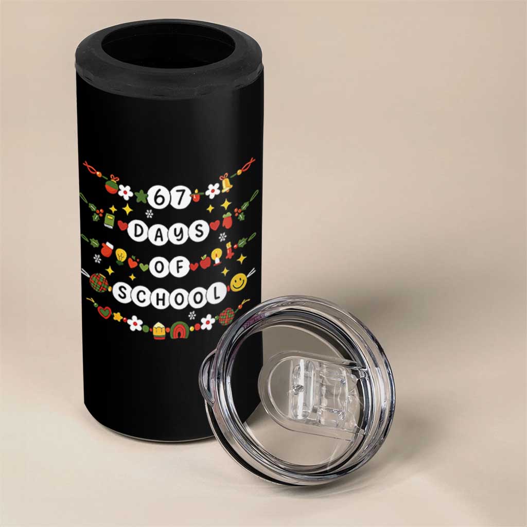 Christmas 67 Days of School 4 in 1 Can Cooler Tumbler Bracelets 6 7 Teacher Student Funny Six Seven Meme Slang - Wonder Print Shop