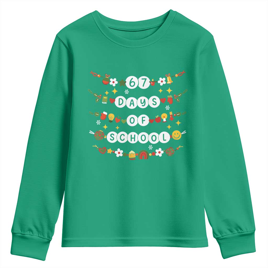 Christmas 67 Days of School Youth Sweatshirt Bracelets 6 7 Teacher Student Funny Six Seven Meme Slang - Wonder Print Shop