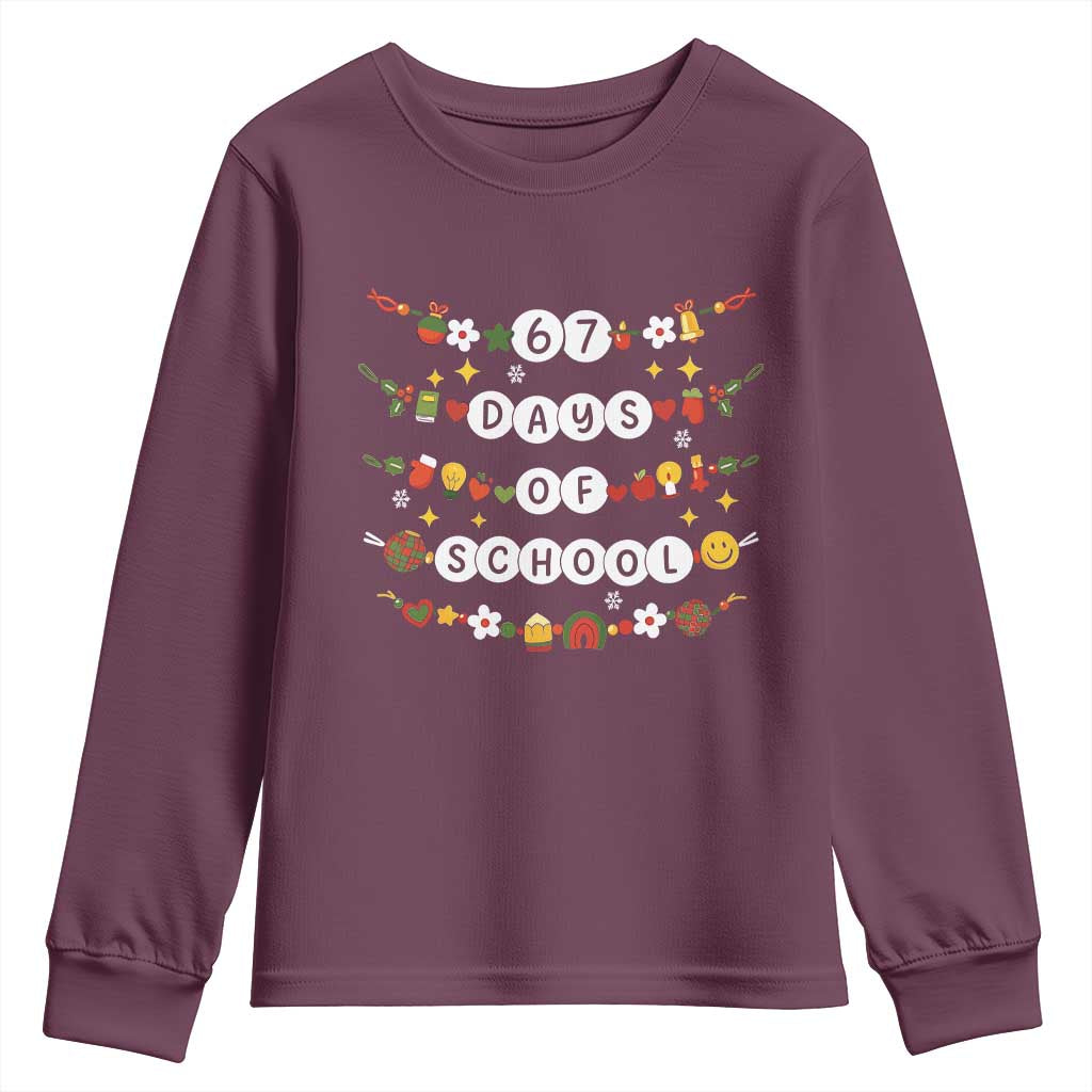 Christmas 67 Days of School Youth Sweatshirt Bracelets 6 7 Teacher Student Funny Six Seven Meme Slang - Wonder Print Shop