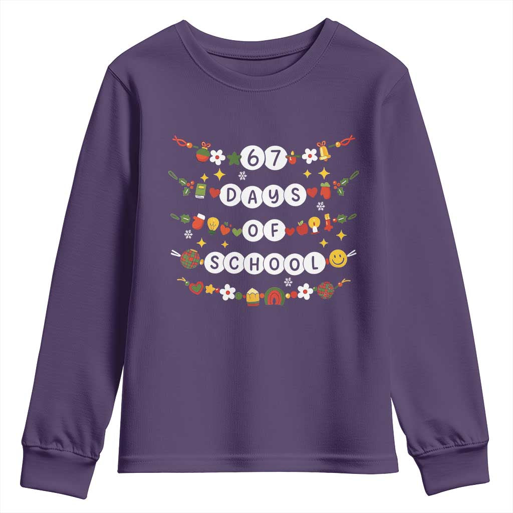 Christmas 67 Days of School Youth Sweatshirt Bracelets 6 7 Teacher Student Funny Six Seven Meme Slang - Wonder Print Shop