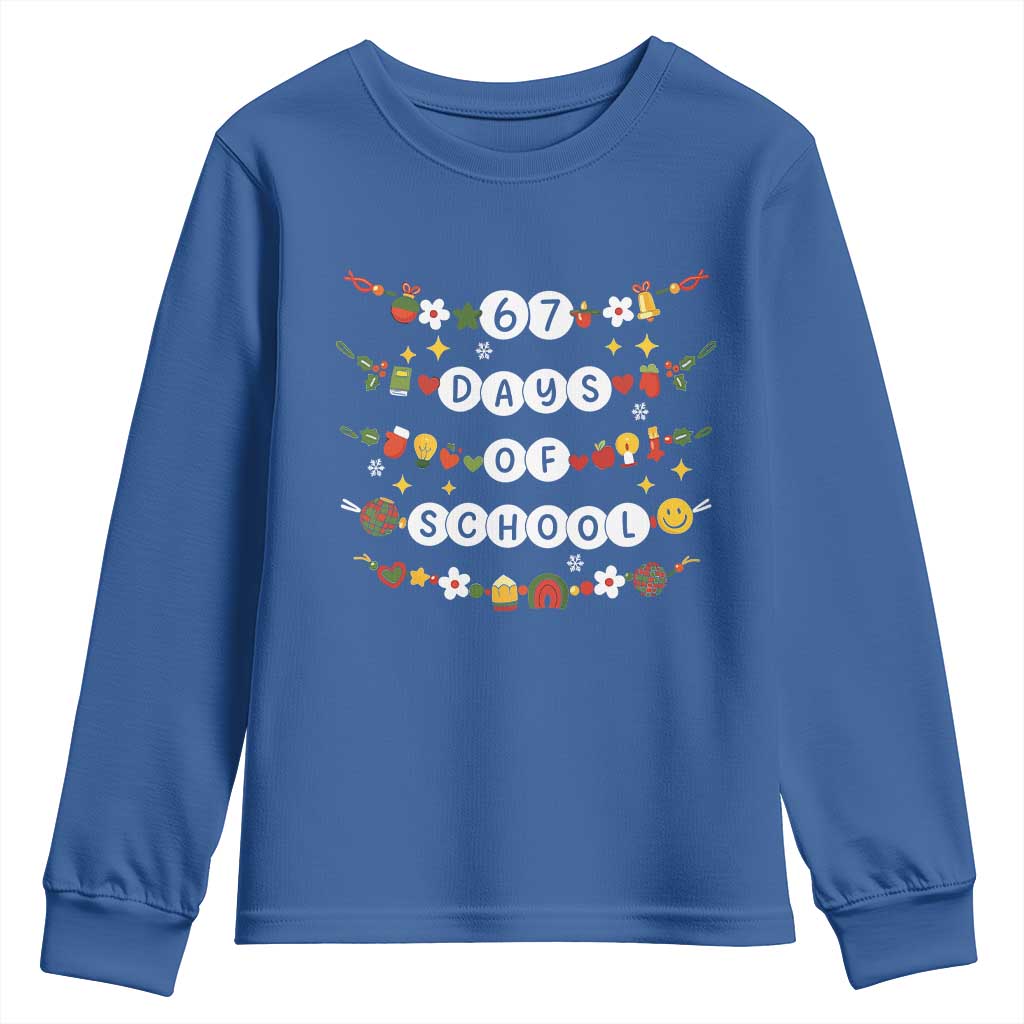 Christmas 67 Days of School Youth Sweatshirt Bracelets 6 7 Teacher Student Funny Six Seven Meme Slang - Wonder Print Shop