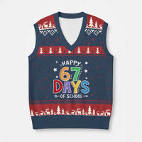 67 Days of School V-Neck Knit Sweater Vest Funny Meme Teacher Student 67th Day - Wonder Print Shop