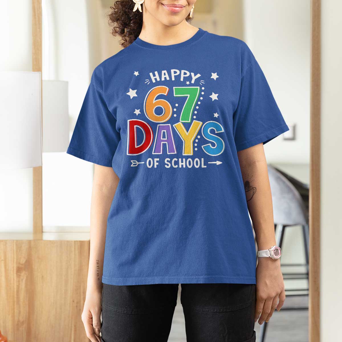 67 Days of School T Shirt For Women Funny Meme Teacher Student 67th Day - Wonder Print Shop
