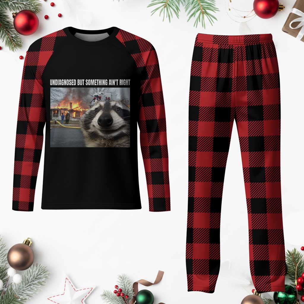 Raccoon Meme Plaid Pajama Set Undiagnosed But Something Aint Right - Wonder Print Shop