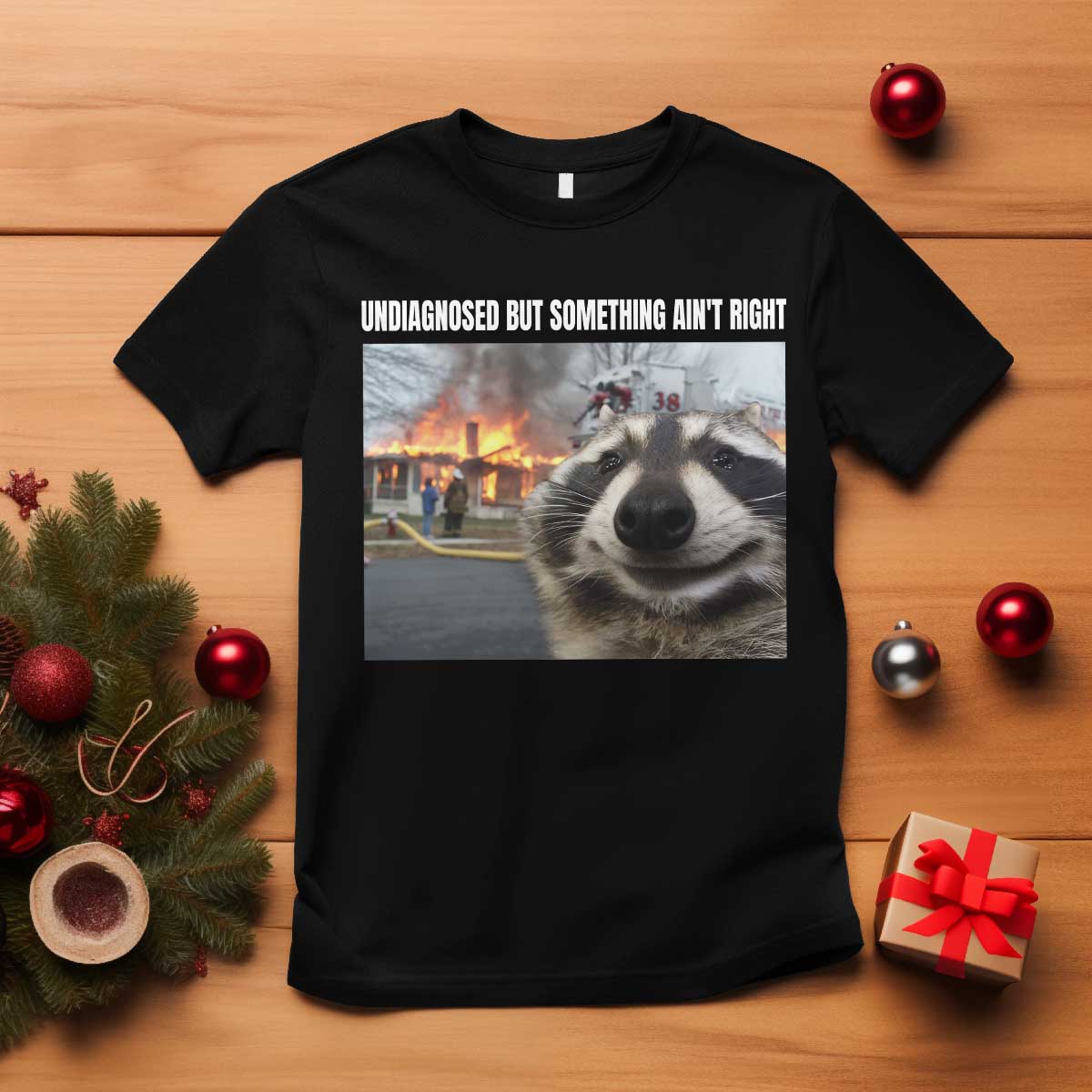 Raccoon Meme T Shirt Undiagnosed But Something Aint Right - Wonder Print Shop