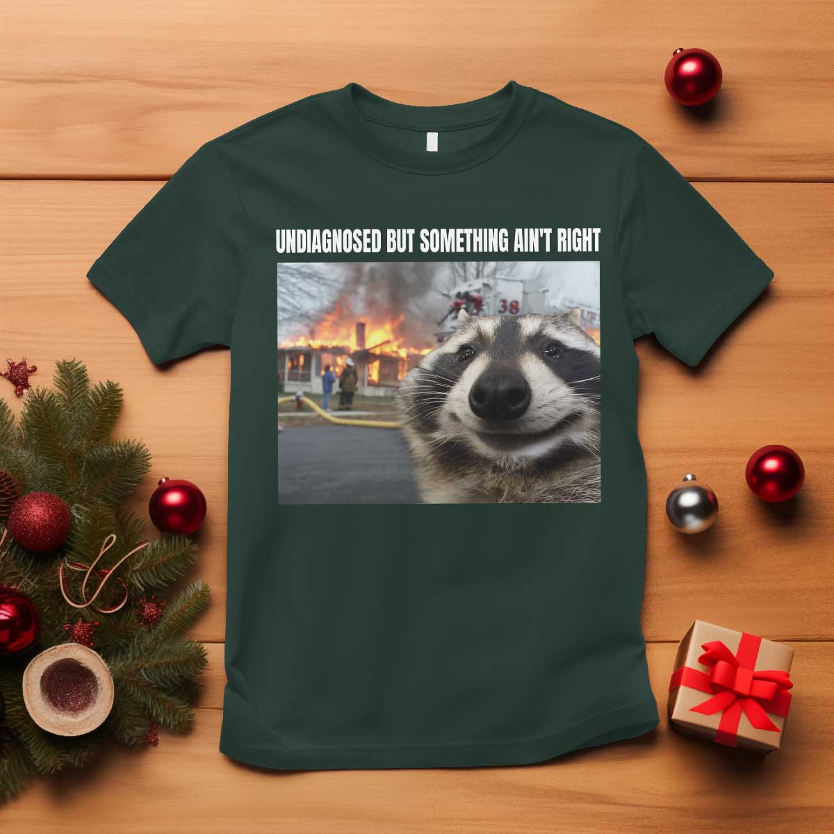 Raccoon Meme T Shirt Undiagnosed But Something Aint Right - Wonder Print Shop