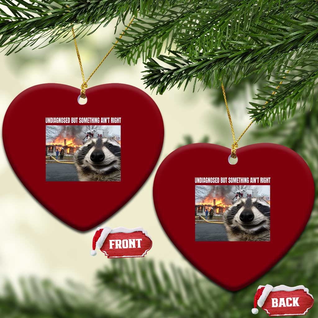 Raccoon Meme Ceramic Ornament Undiagnosed But Something Aint Right - Wonder Print Shop