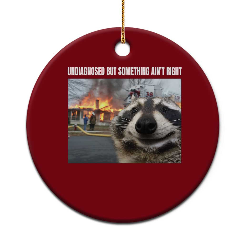 Raccoon Meme Ceramic Ornament Undiagnosed But Something Aint Right - Wonder Print Shop