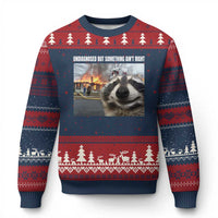 Raccoon Meme Ugly Christmas Sweater Undiagnosed But Something Aint Right - Wonder Print Shop