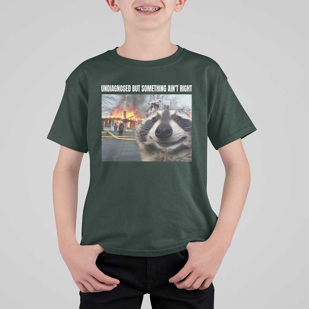 Raccoon Meme T Shirt For Kid Undiagnosed But Something Aint Right - Wonder Print Shop