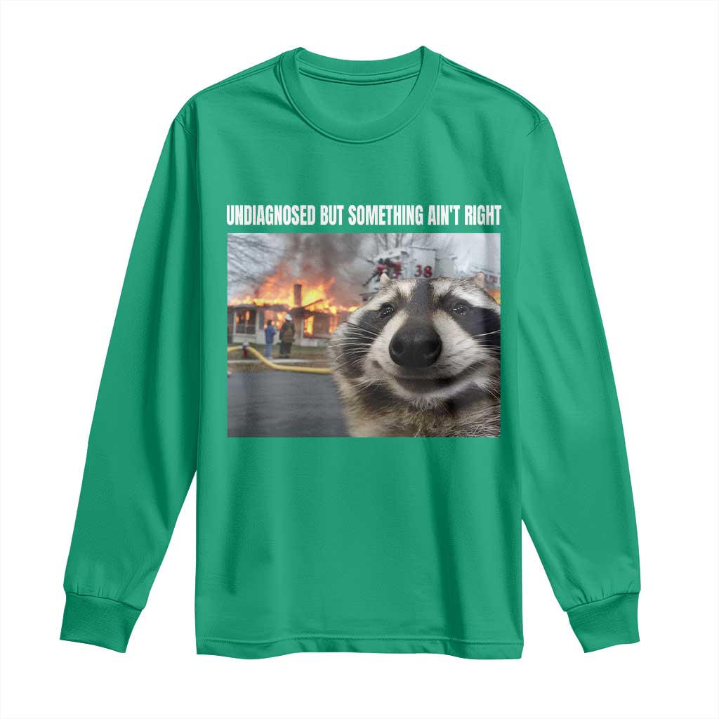 Raccoon Meme Long Sleeve Shirt Undiagnosed But Something Aint Right - Wonder Print Shop