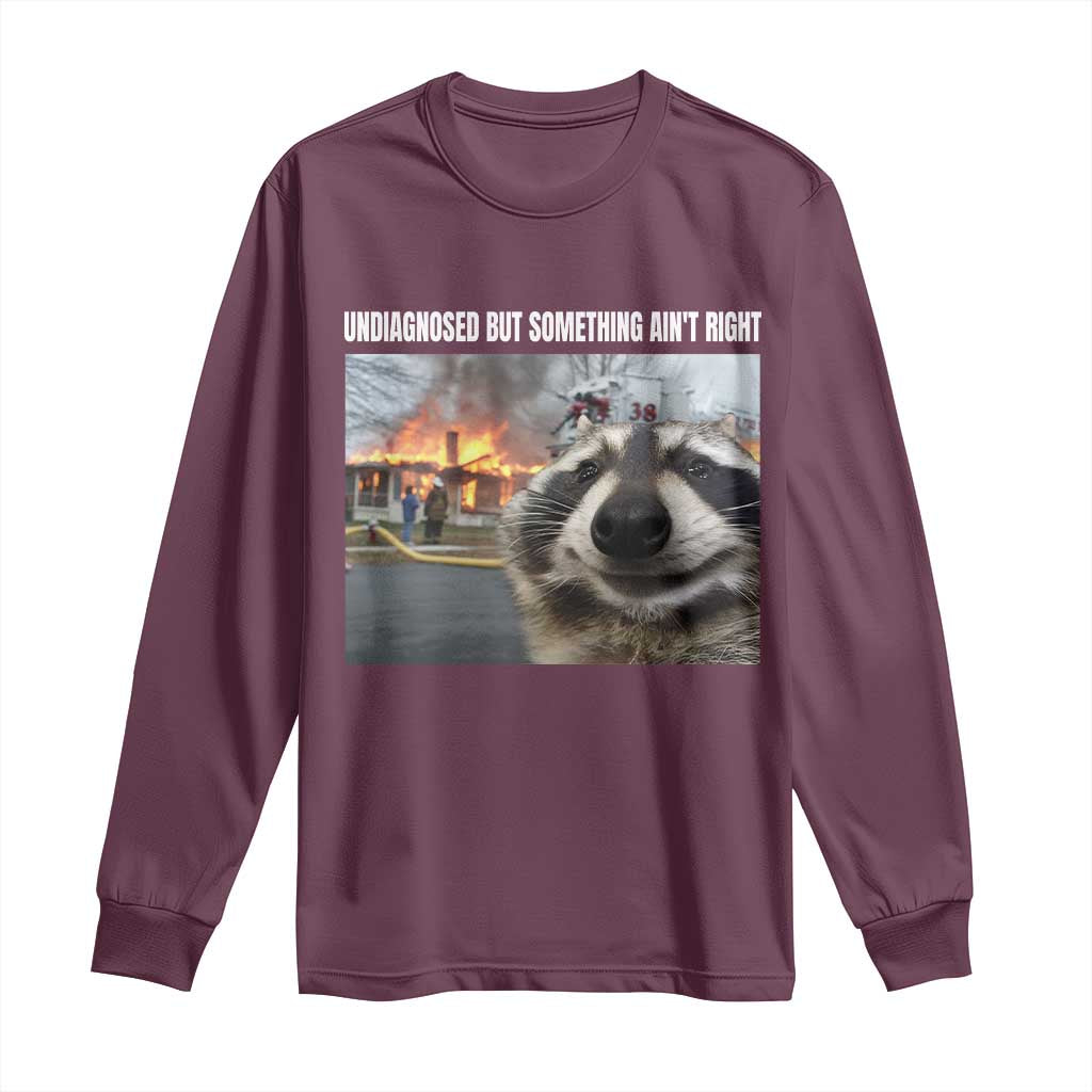 Raccoon Meme Long Sleeve Shirt Undiagnosed But Something Aint Right - Wonder Print Shop