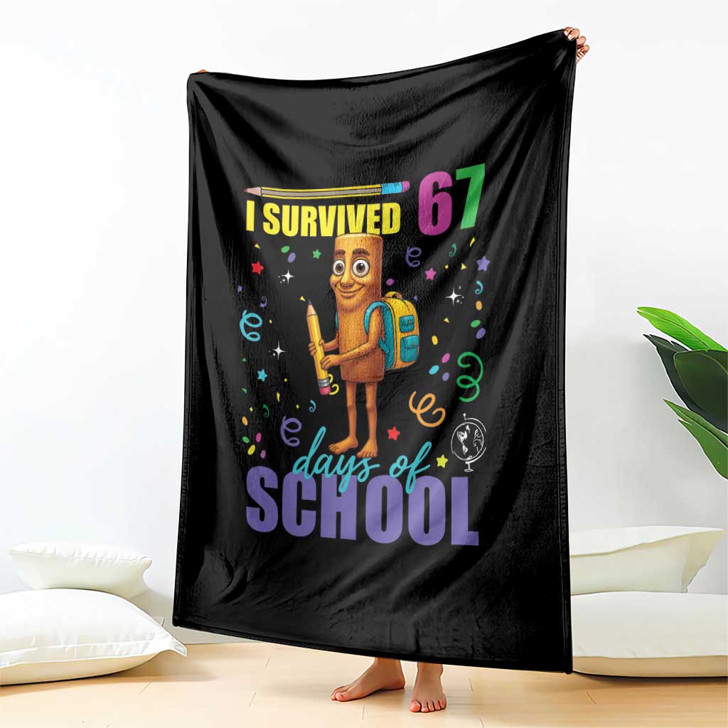 Tung Tung Tung Sahur I Survived 67 Days of School Throw Blanket Funny Six Seven 6 7 Meme Teacher Student - Wonder Print Shop