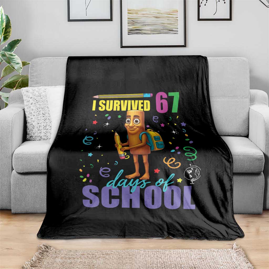Tung Tung Tung Sahur I Survived 67 Days of School Throw Blanket Funny Six Seven 6 7 Meme Teacher Student - Wonder Print Shop