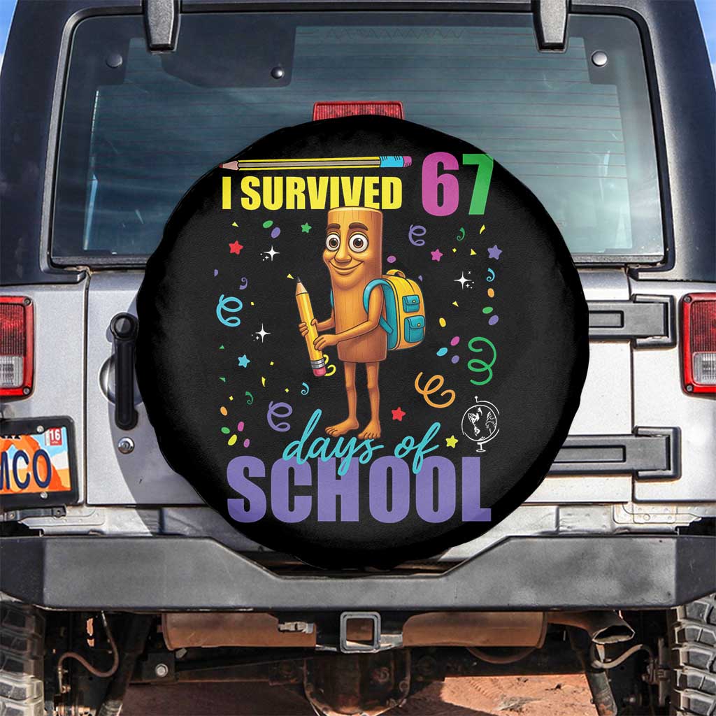 Tung Tung Tung Sahur I Survived 67 Days of School Spare Tire Cover Funny Six Seven 6 7 Meme Teacher Student - Wonder Print Shop