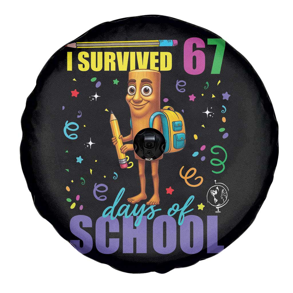 Tung Tung Tung Sahur I Survived 67 Days of School Spare Tire Cover Funny Six Seven 6 7 Meme Teacher Student - Wonder Print Shop