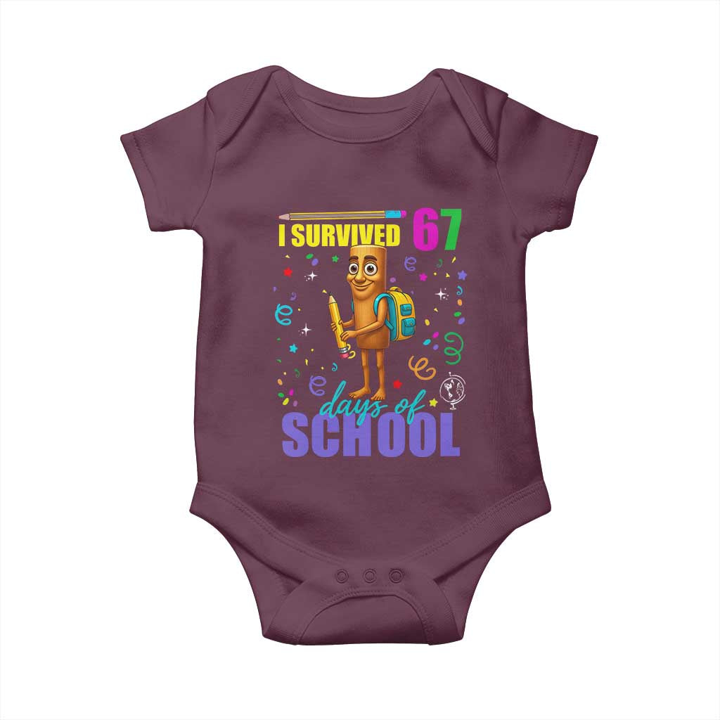 Tung Tung Tung Sahur I Survived 67 Days of School Baby Onesie Funny Six Seven 6 7 Meme Teacher Student - Wonder Print Shop