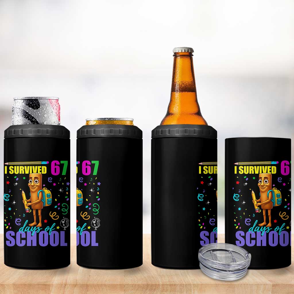 Tung Tung Tung Sahur I Survived 67 Days of School 4 in 1 Can Cooler Tumbler Funny Six Seven 6 7 Meme Teacher Student - Wonder Print Shop