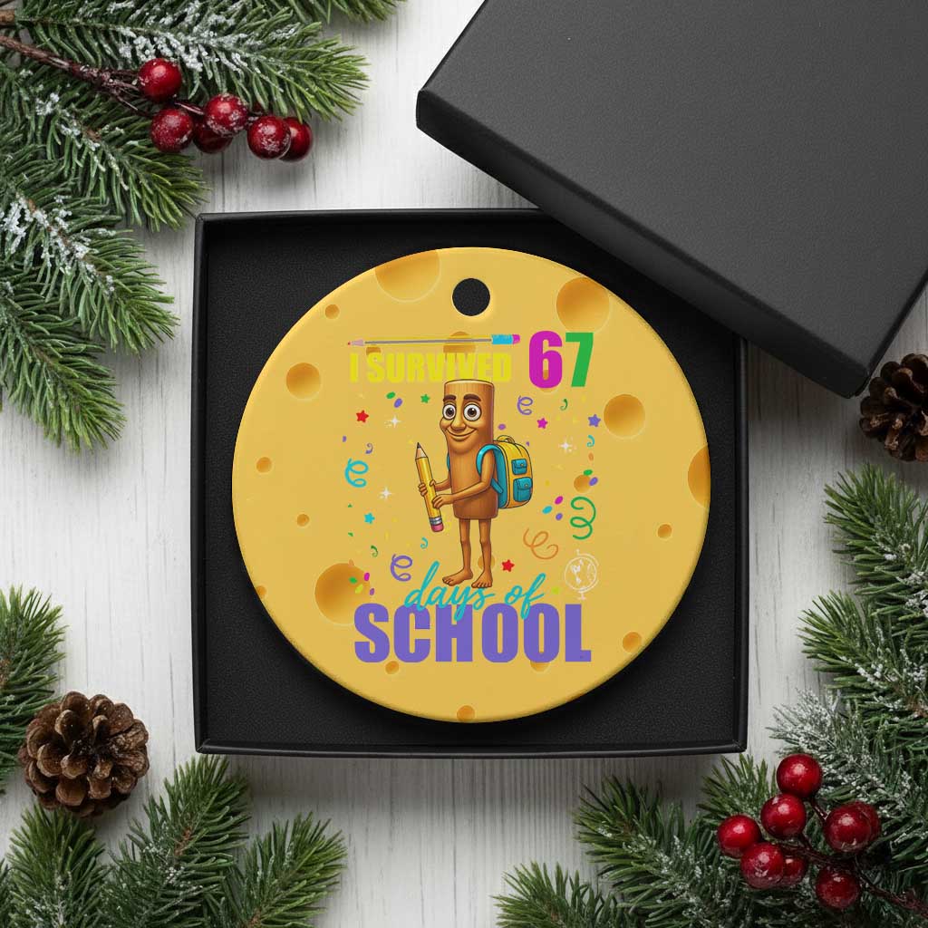 Tung Tung Tung Sahur I Survived 67 Days of School Ceramic Ornament Funny Six Seven 6 7 Meme Teacher Student - Wonder Print Shop