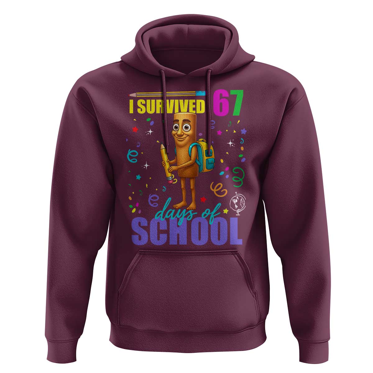 Tung Tung Tung Sahur I Survived 67 Days of School Hoodie Funny Six Seven 6 7 Meme Teacher Student - Wonder Print Shop