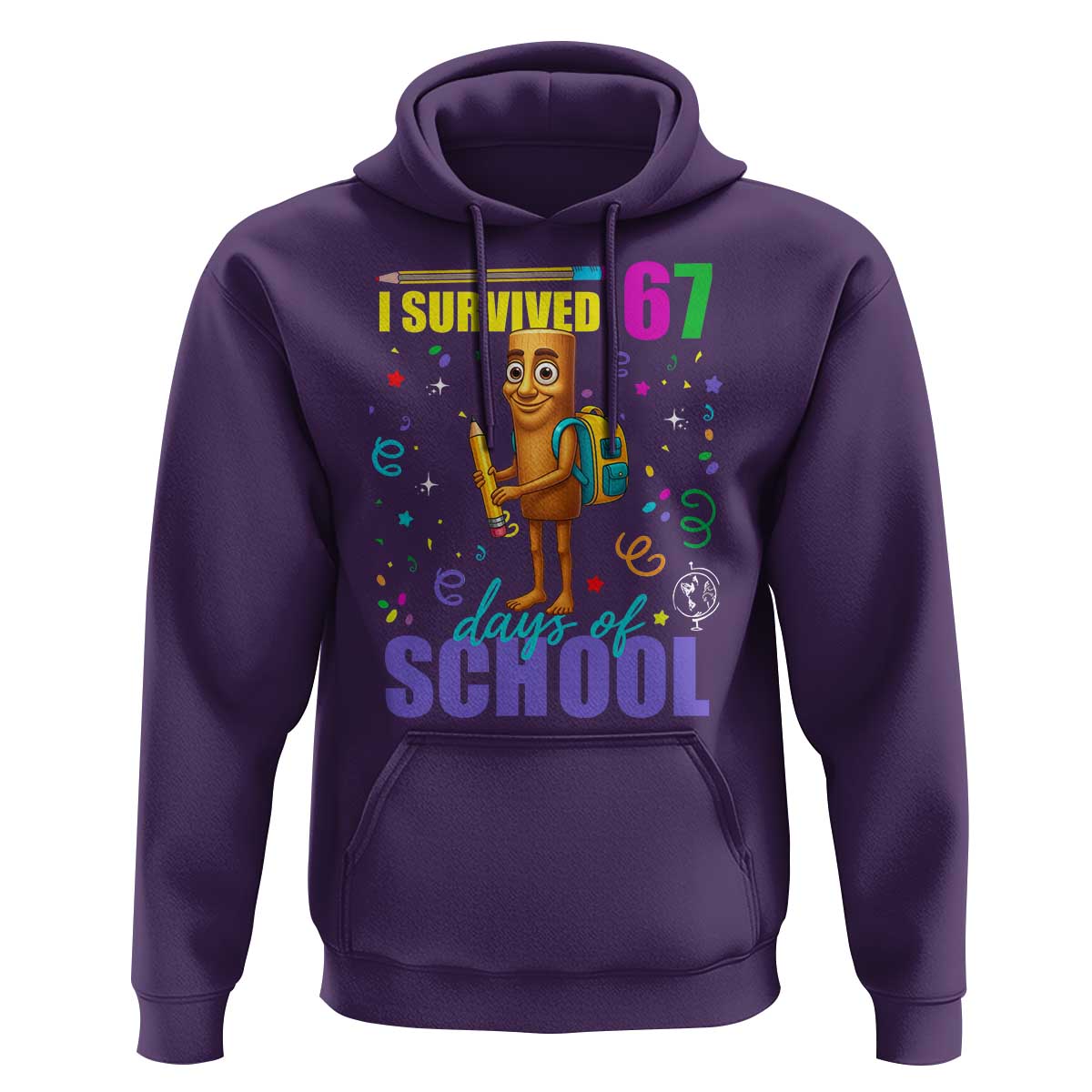 Tung Tung Tung Sahur I Survived 67 Days of School Hoodie Funny Six Seven 6 7 Meme Teacher Student - Wonder Print Shop