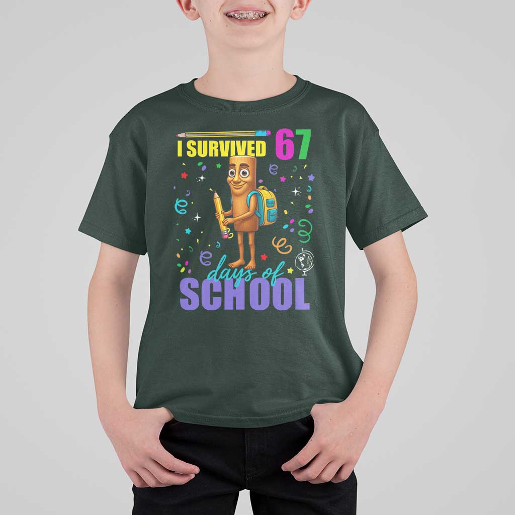 Tung Tung Tung Sahur I Survived 67 Days of School T Shirt For Kid Funny Six Seven 6 7 Meme Teacher Student - Wonder Print Shop