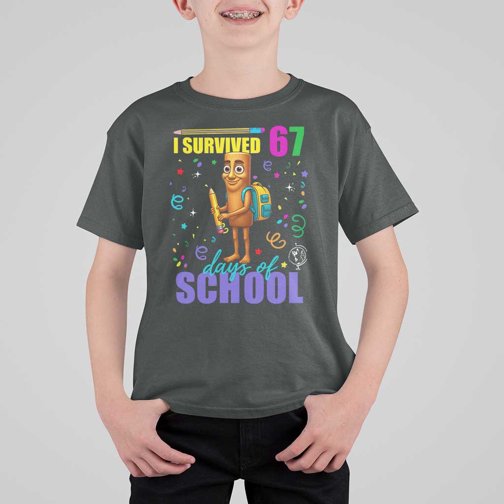 Tung Tung Tung Sahur I Survived 67 Days of School T Shirt For Kid Funny Six Seven 6 7 Meme Teacher Student - Wonder Print Shop