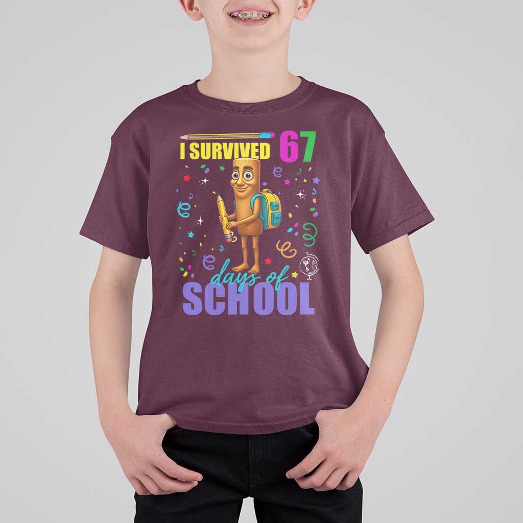 Tung Tung Tung Sahur I Survived 67 Days of School T Shirt For Kid Funny Six Seven 6 7 Meme Teacher Student - Wonder Print Shop
