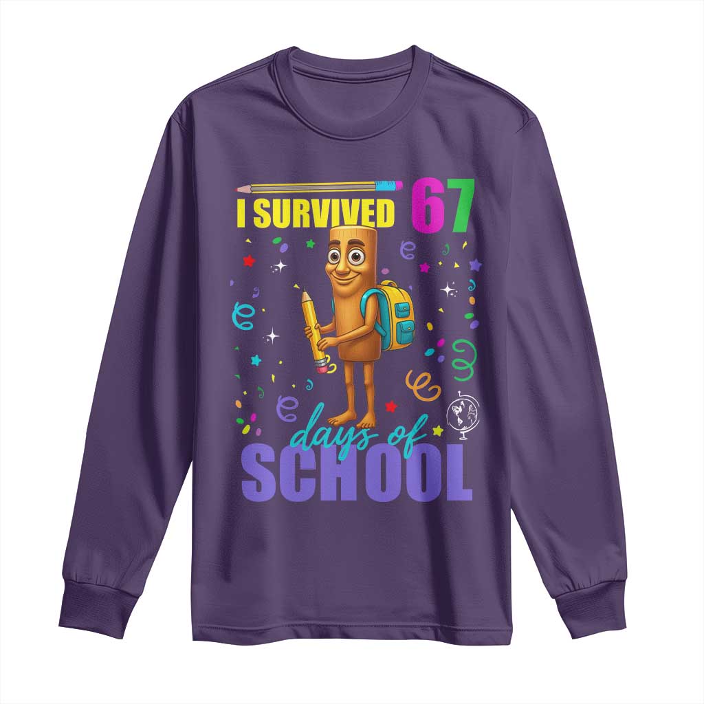 Tung Tung Tung Sahur I Survived 67 Days of School Long Sleeve Shirt Funny Six Seven 6 7 Meme Teacher Student - Wonder Print Shop