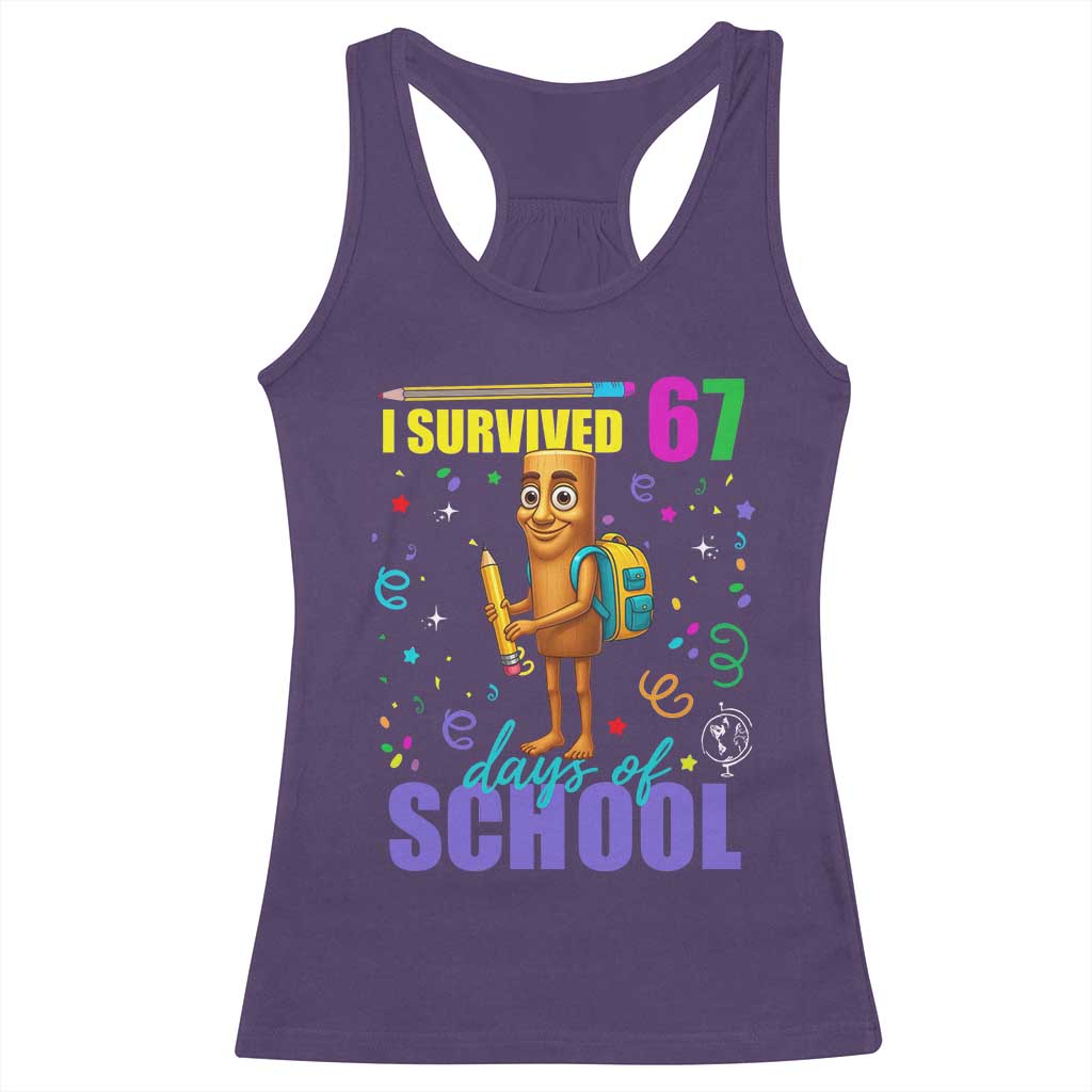 Tung Tung Tung Sahur I Survived 67 Days of School Racerback Tank Top Funny Six Seven 6 7 Meme Teacher Student - Wonder Print Shop