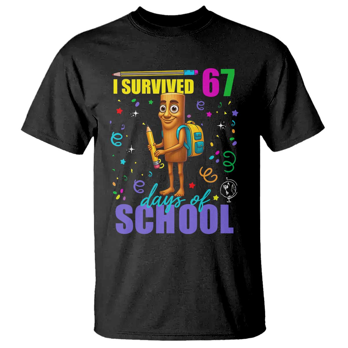 Tung Tung Tung Sahur I Survived 67 Days of School T Shirt Funny Six Seven 6 7 Meme Teacher Student - Wonder Print Shop