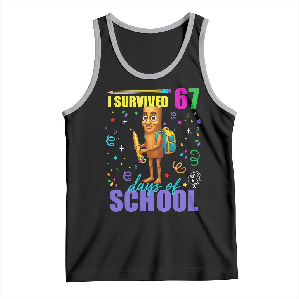 Tung Tung Tung Sahur I Survived 67 Days of School Tank Top Funny Six Seven 6 7 Meme Teacher Student - Wonder Print Shop